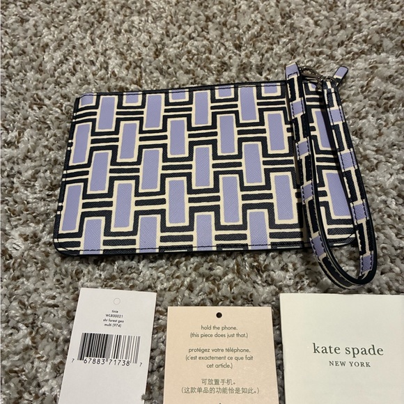 Kate Spade Black and Purple Patterned Wristlet - Picture 2 of 3